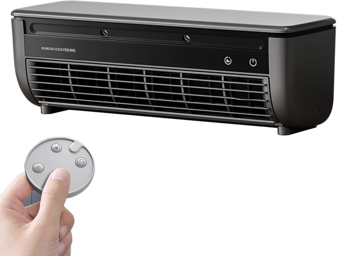 Wireless Charging Air Conditioner, 2025 New Portable Cooling Air Conditioning Fan, No Drilling Kitchen Wall Air Conditioner Fan, Waterproof and Oil-proof, for Kitchen Bedroom Living Room (Black)