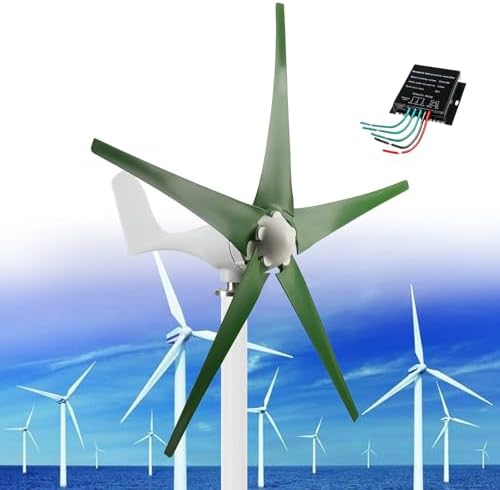 Wind Turbine Home Use Horizontal Generator Kits Blades with ControllerWind Turbine, Windmill Generator 12000W 12V/24V/48V Small Wind Turbine 5 Blade Controller Turbine Generator Kit 3 Phase