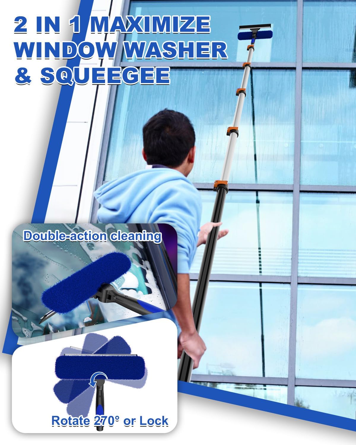 30Ft Reach Solar Panel Cleaning Brush Kit with 5-24ft Telescoping Pole, Water Fed Window Cleaner Tool with 20