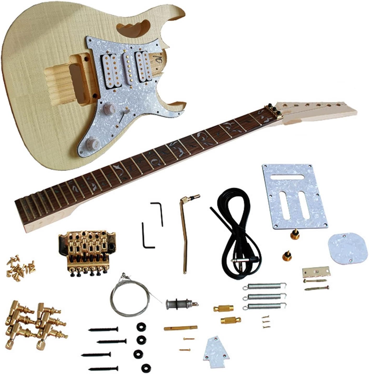 Electric Guitar Kit Set Basswood Body Rosewood Fingerboard Durable Maple Neck Guitar Accessories Unfinished Guitar Set