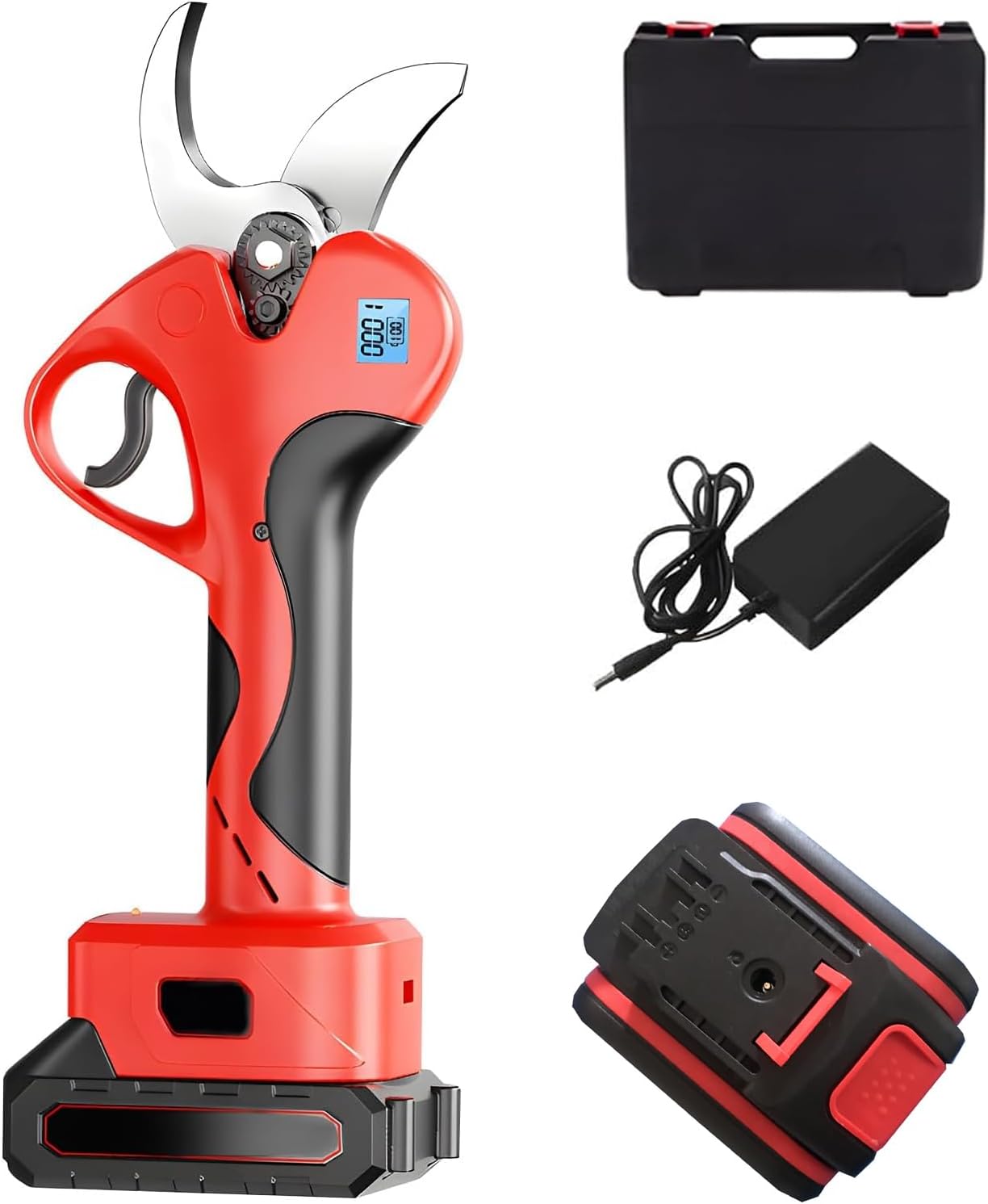 Professional Cordless Electric Pruning Shears, 40mm Cutting Diameter, 21v Battery Powered Tree Branch Cutter, With Digital Display & Backup Battery, For Treetop Pruning (SC-001)