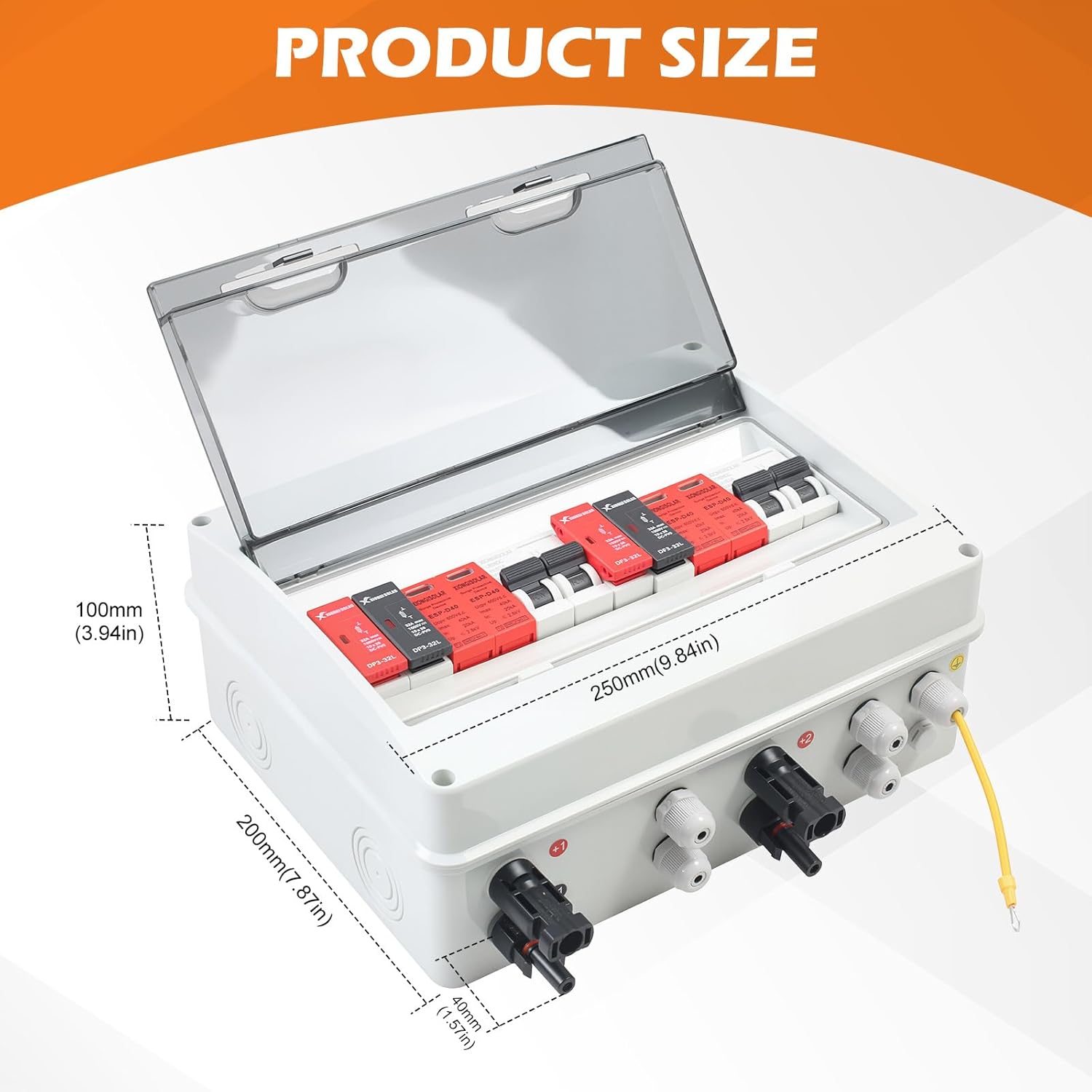 63A 600V DC PV Solar Disconnect Switch, IP66 Waterproof & Lightning Protection & Anti-UV Solar Circuit Isolator Combiner Box for Solar Panels