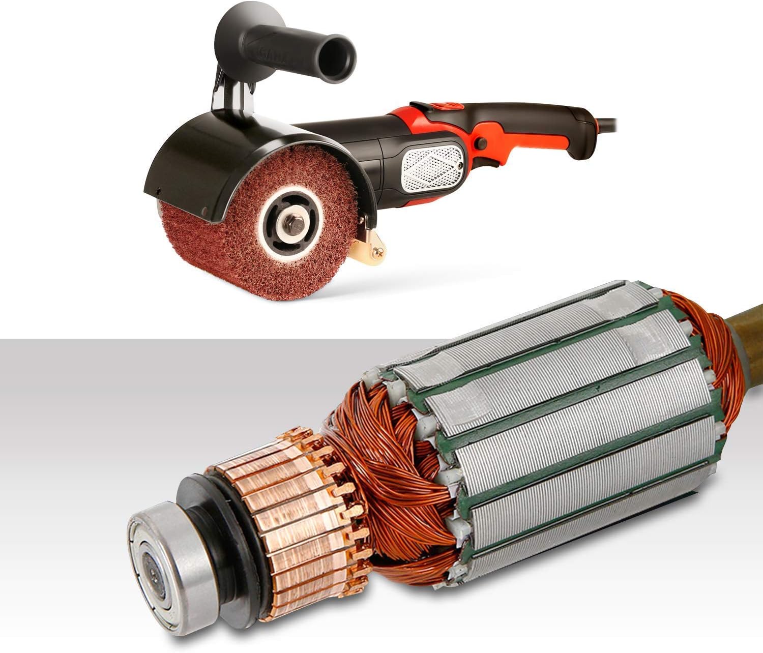 Burnishing Polishing Machine, ZFE 1200W 110V Burnishing Polishing Machine Polisher/Sander Set with 4PCS Non-woven Burnishing Wheels (80# 120# 240# 360#) for Metal and Stainless Steel Polishing