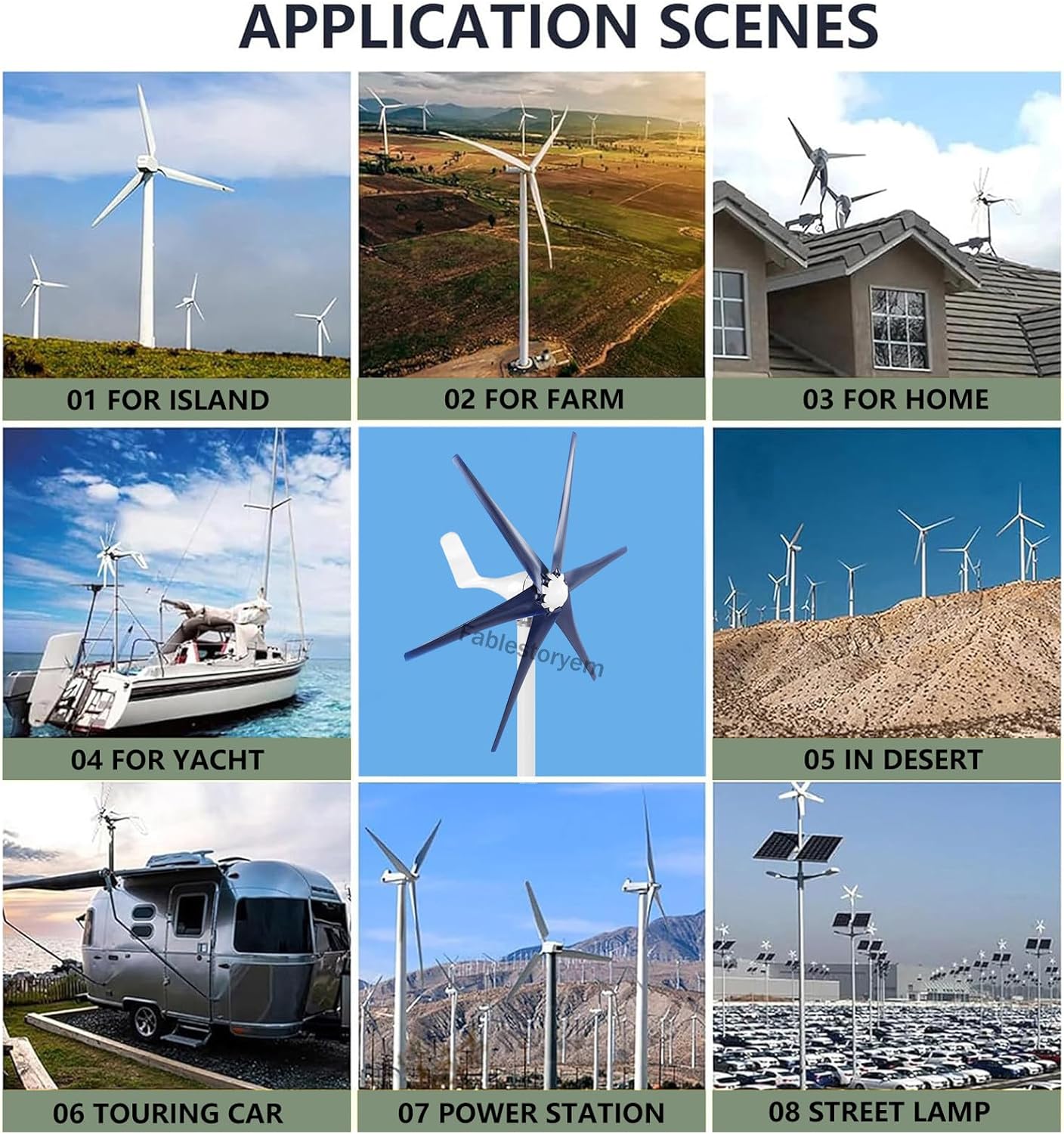 12000W Wind Generator Kit 12V/24V/48V 5 Blade Industrial Machinery Machine Professional Wind Turbines Small Windmill Generator with MPPT Controller for Marine Home Charging,Navy-48V