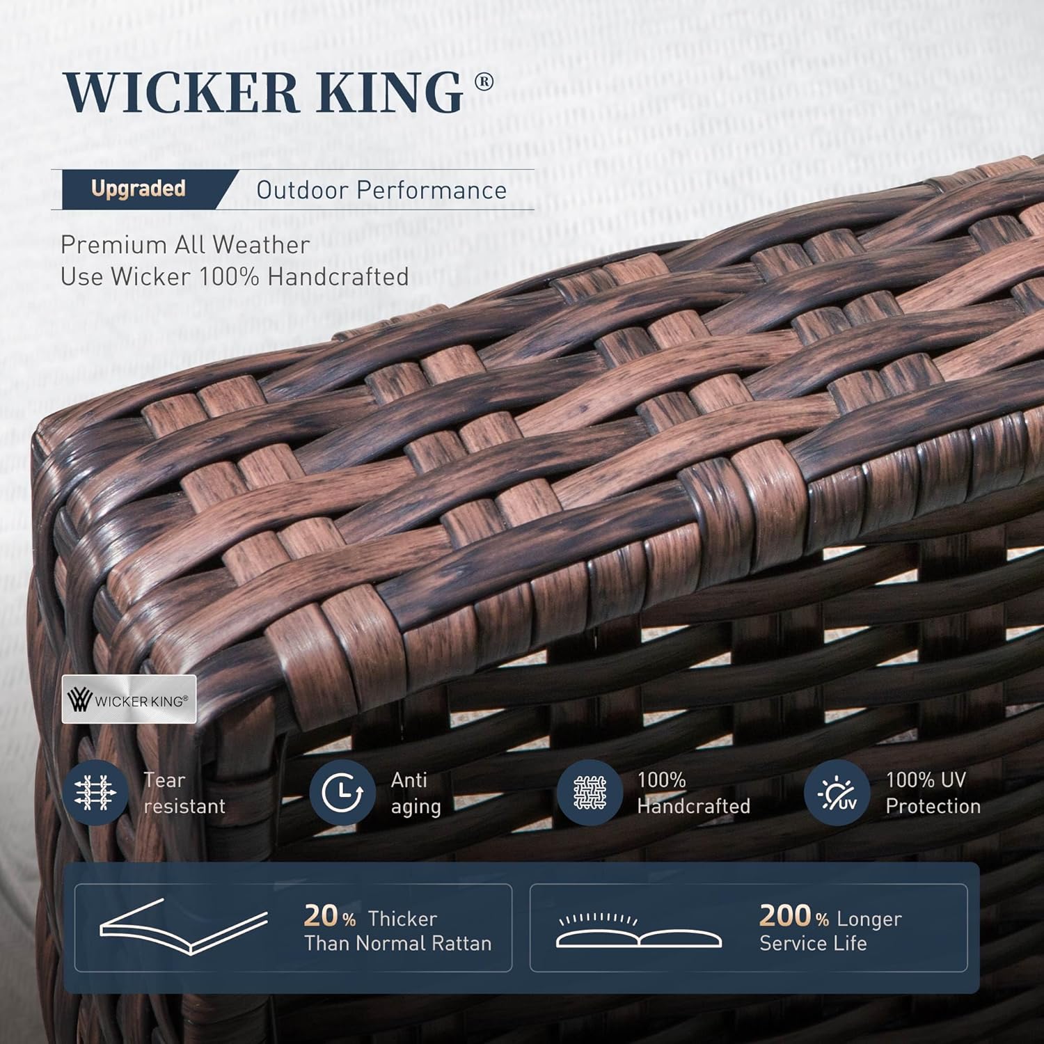 Patio Furniture Set with Swivel Chairs, High Back Wicker Rattan Set with 5.5