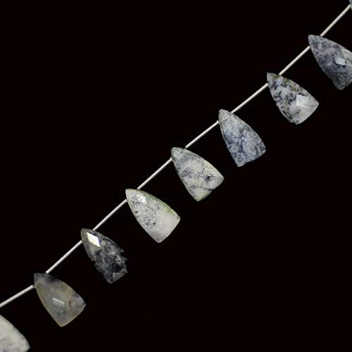 dendrite opal faceted pyramid shape briolette size 9 by 15 (9x15) five perfectly