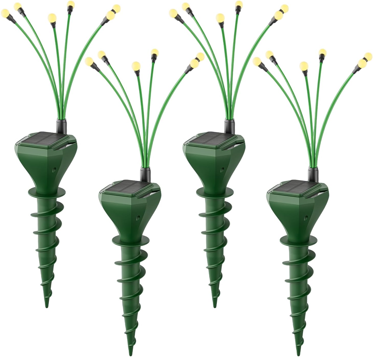 4 Pack Solar Mole Repellent Stakes – Outdoor Ultrasonic Gopher Deterrent with Firefly LED Lights, IP65 Waterproof Pest Control for Moles, Voles, Groundhogs, Snakes – Safe for Pets & Children