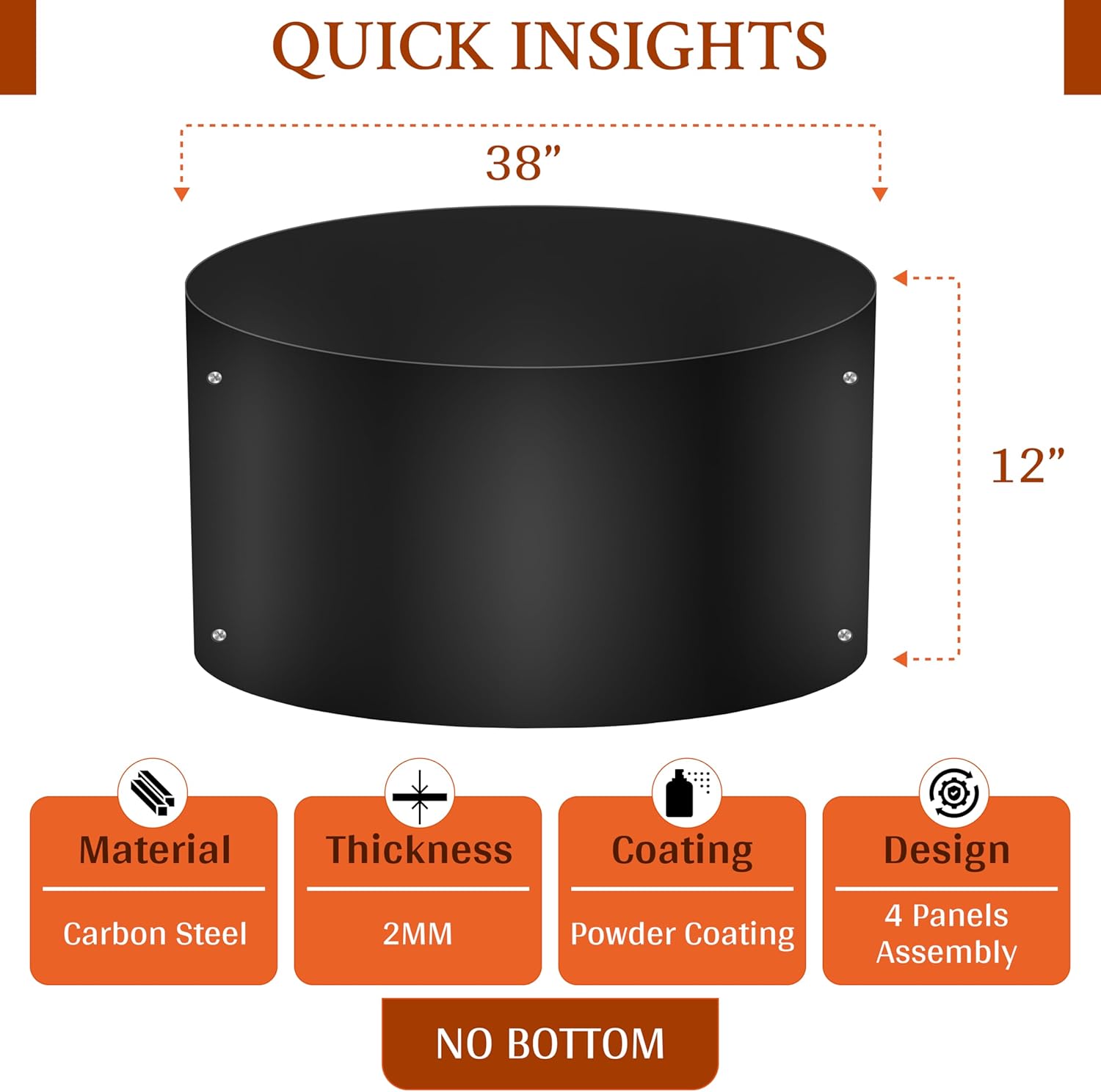 Simond Store Portable Fire Pit Ring Liner - 38