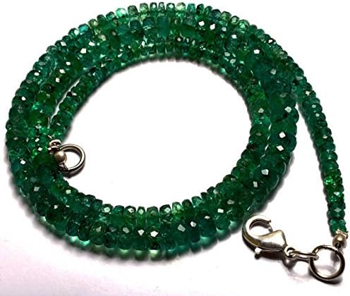 1 Strand Natural 16 Inches Stands AAAA Gems Quality 100% Natural Emerald Transparent Faceted Roundels Beads Necklace 3.5 to 5 MM