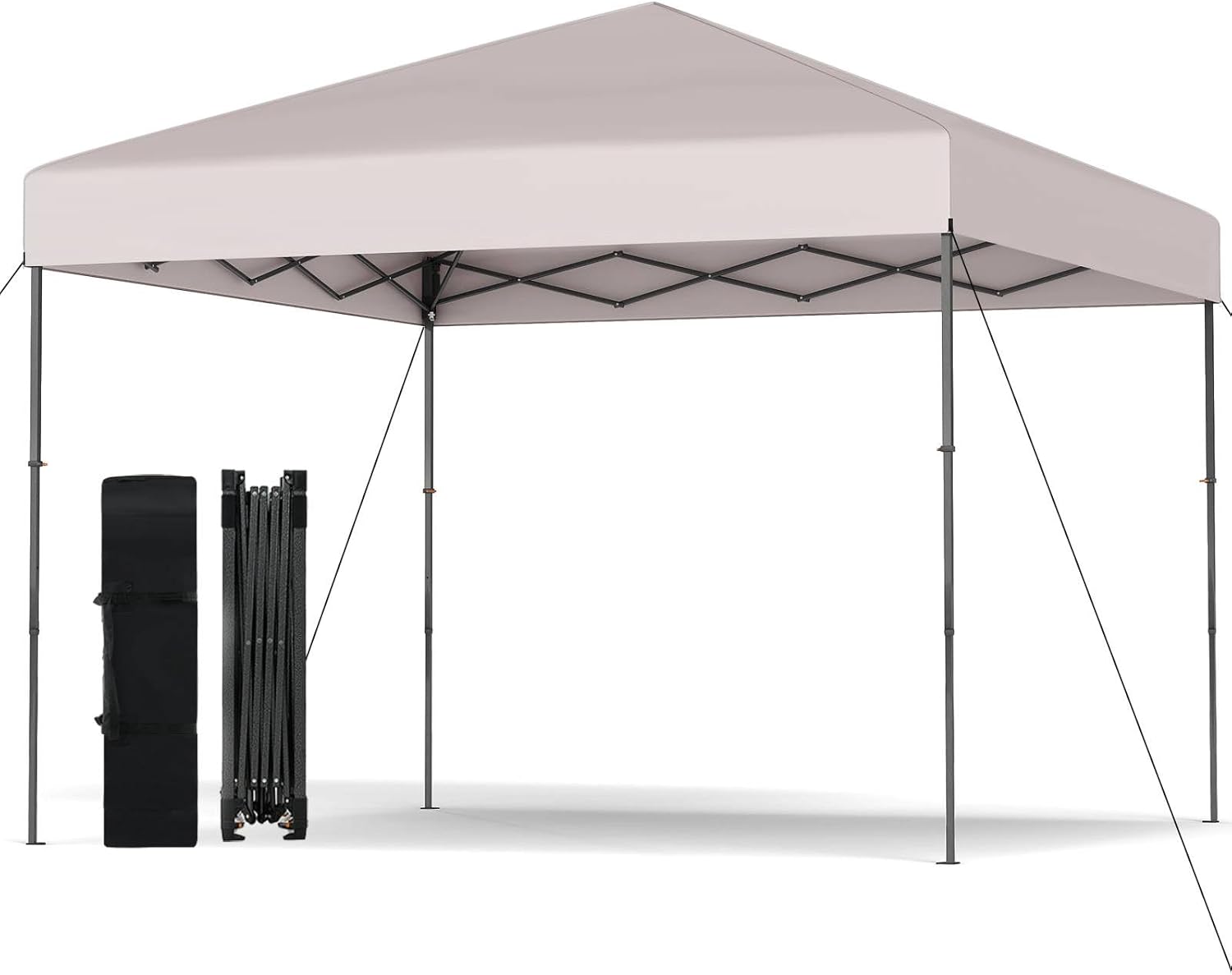 Tangkula 10x10 FT Pop Up Canopy, UPF50+ Portable Outdoor Tent with 8 Stakes, 4 Wind Ropes, Carrying Bag, Foldable Canopy Tent for Beach Party Event Camping