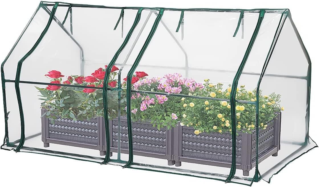 Mini Greenhouse Portable for Raised Garden Bed Green House with Zipper Doors Mini Cloche Greenhouse for Indoor Outdoor Patios Backyard, 71”×36”×36”