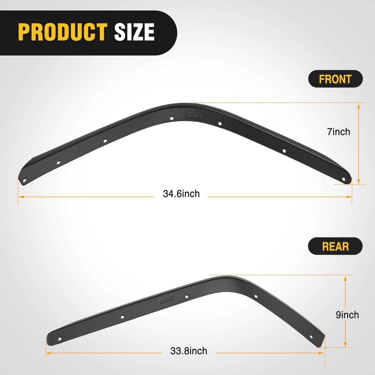 Nilight Fender Flares Extensions Set fit for 2020 2021 2022 2023 2024 2025 Gladiator JT (Only for Low Wheel Arches) Off-Road Widened Front Rear Flat 4 PCS