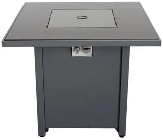 25'' H x 30'' W Steel Outdoor Fire Pit Table with Lid – 40,000 BTU, Push-Button Ignition, Propane & Natural Gas Compatible