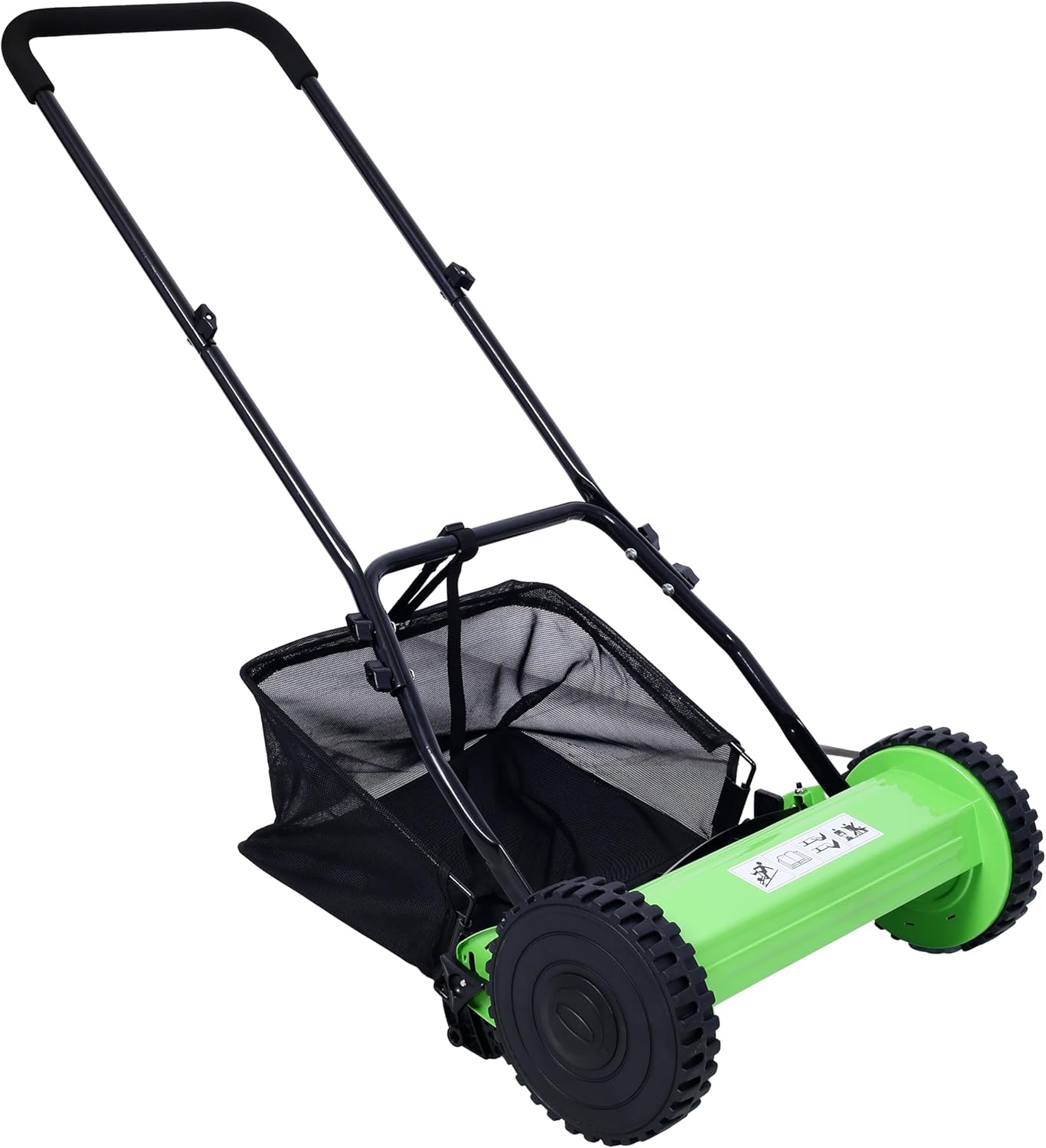 Eco-Friendly 14-Inch 5-Blade Push Reel Lawn Mower with Grass Catcher - Adjustable Height, Precision Cutting, Durable Alloy Steel Blades, Lightweight & Low Maintenance (Green)