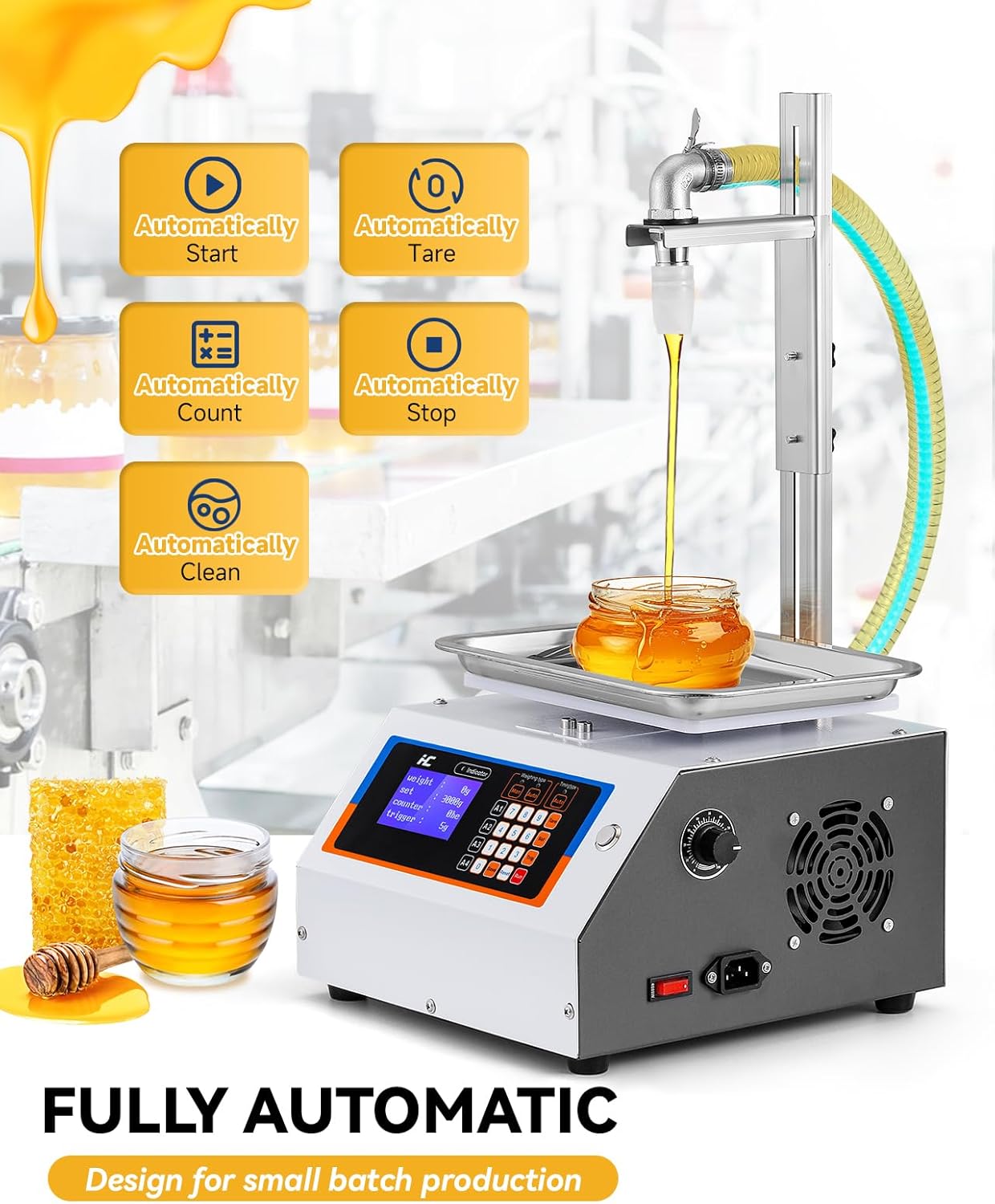 Hanchen Weight Honey Filling Machine Automatic Bottling Machine with Cleaning Mode Gear Pump for Laundry Detergent, Sauce, Ketchup