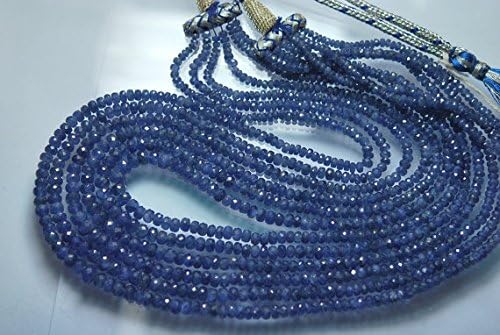 13 Inch 1 strand necklace of natural burma blue sapphire rondelle shape faceted cut 3-4mm beads for DIY jewelry making.