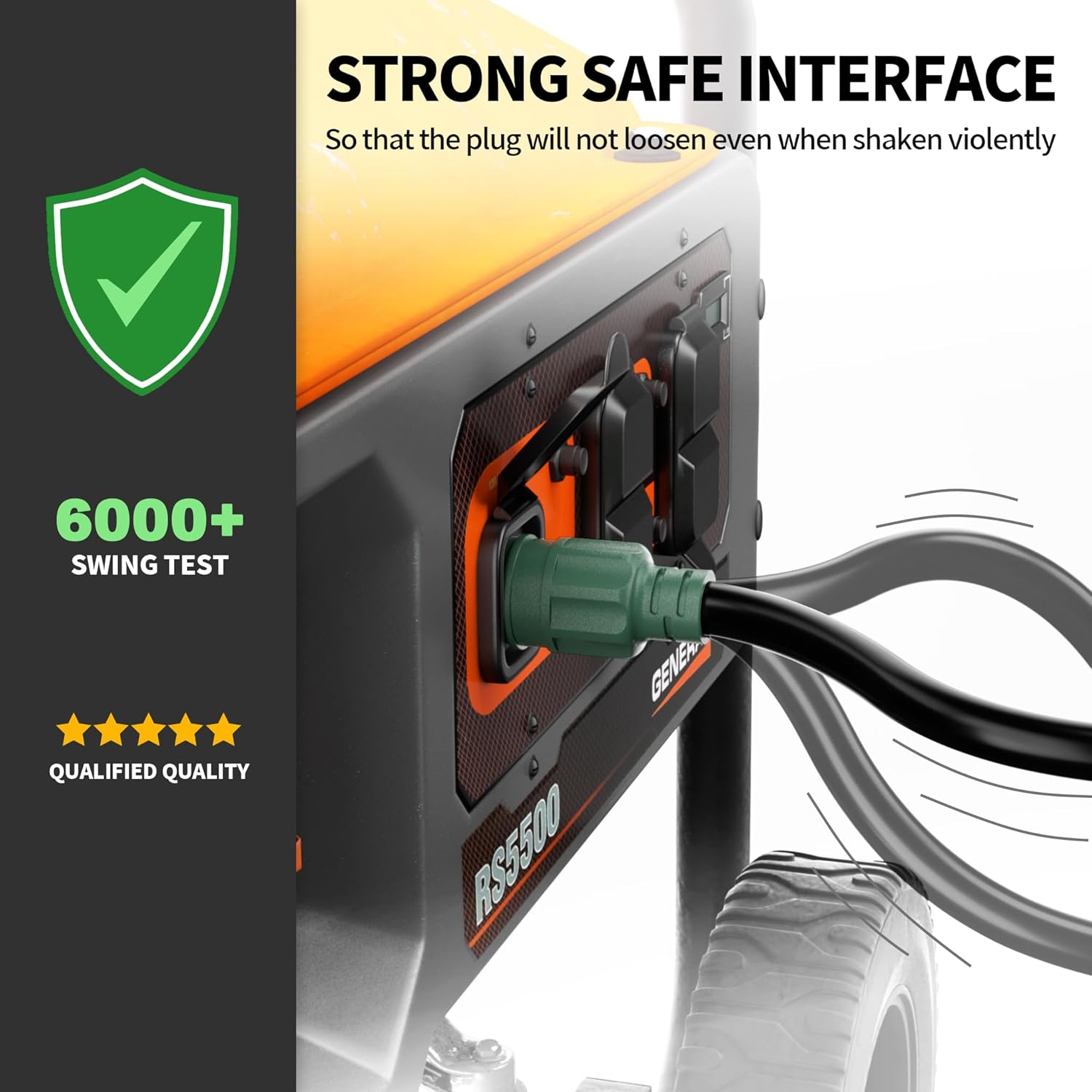 POWGRN 50 FT 30 Amp Generator Extension Cord 4 Prong, Heavy Duty NEMA L14-30P to NEMA L14-30R, 125/250V 7500W, Green 10 Gauge STW Twist Locking House Power Cord, 50 Feet Generator Cable