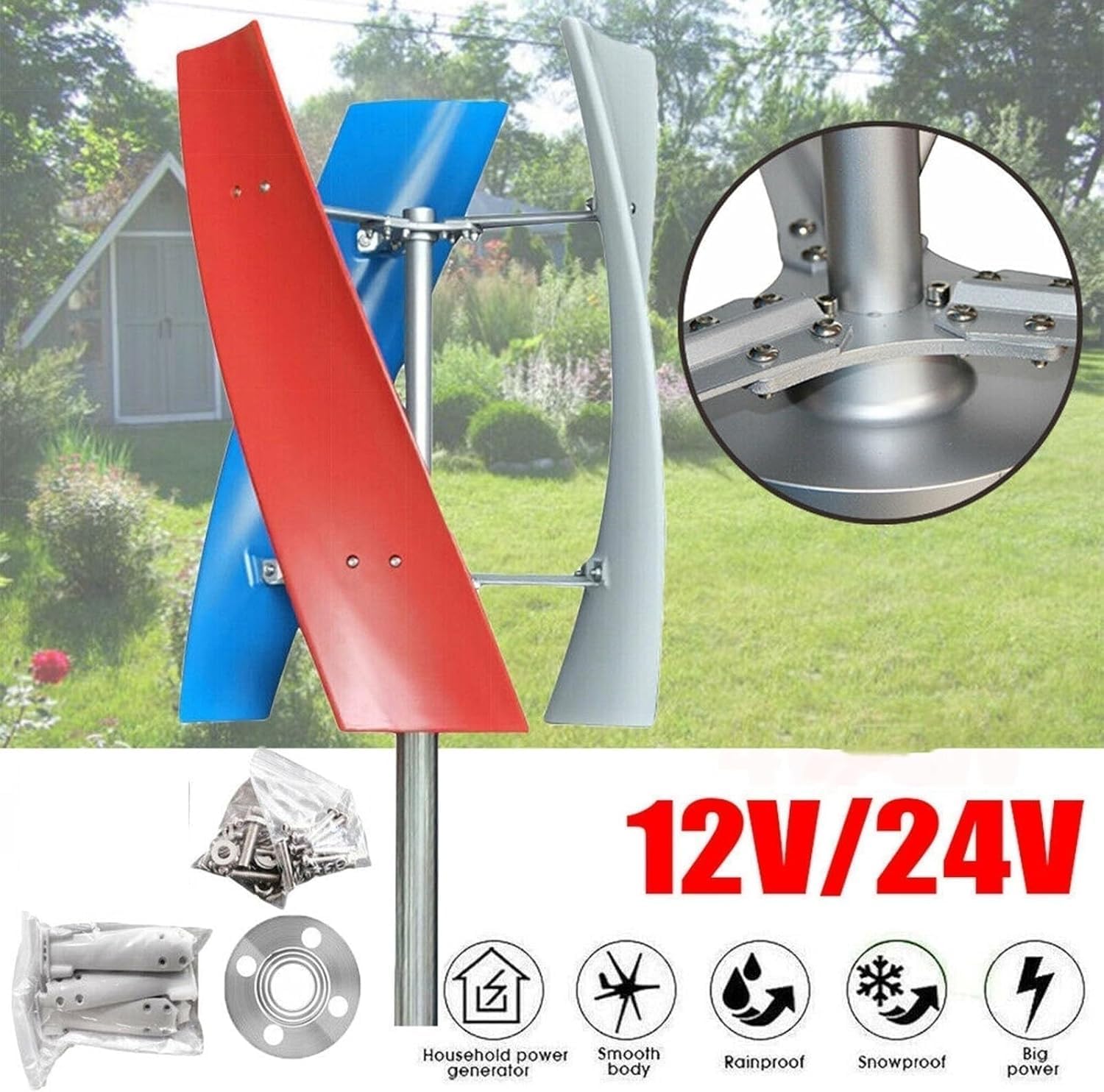 CAJUCA 3KW Wind Turbine Generator Kit Vertical Axis Wind Generator Magnetic Levitation Wind Turbine with Controller and Solar Panels