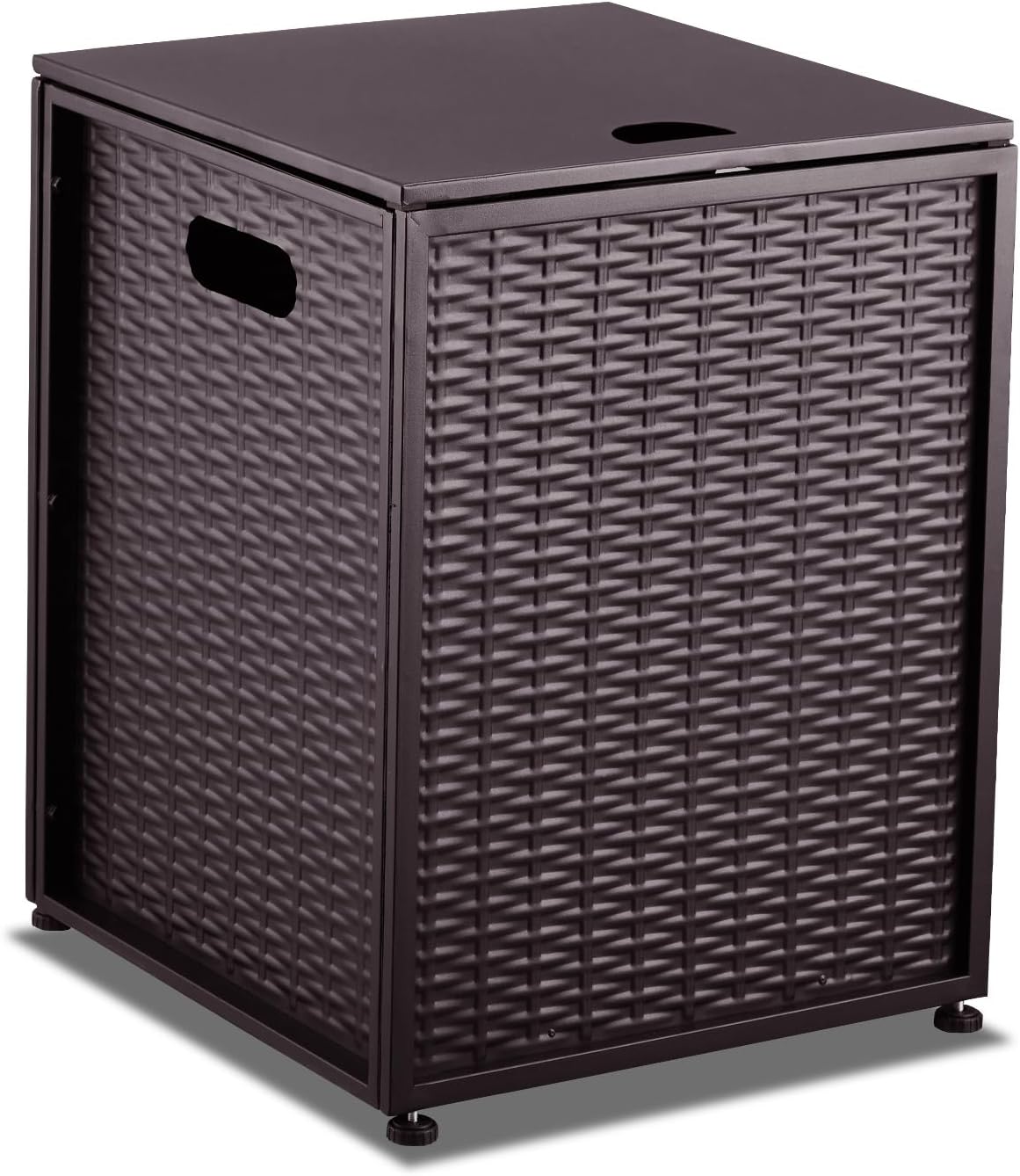 20 lbs Propane Tank Cover Table with Adjustable Wheels, Dual Function Outdoor Side Table for Patio, Garden, Yard Storage Gas Fire Pit Grill