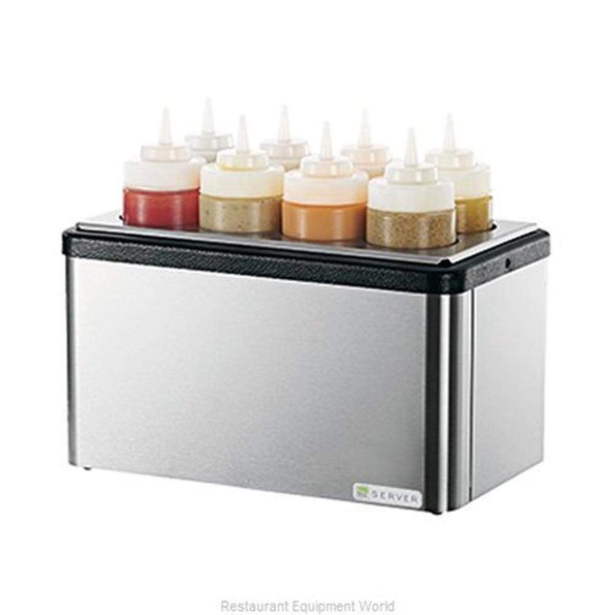 Server Products 87340 Mini Station and (8) 16 oz. TableCraft Countertop Squeeze Bottle Combo, Black/Stainless Steel