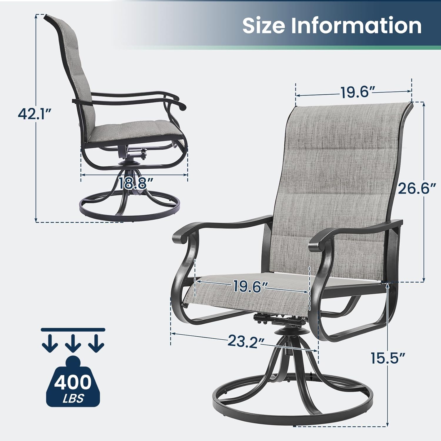 Amopatio 7 Pcs Padded Patio Swivel Chairs and 44