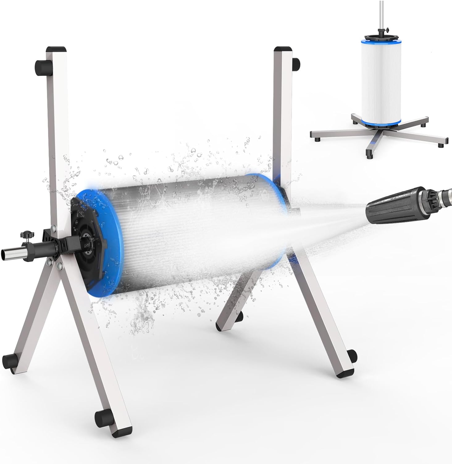 Deerchirp Pool Cartridge Filter Cleaner, Compatible with Filter Cartridges of 3, 4, and 6 inches in Diameter Supports Both Vertical and Horizontal Installation Modes