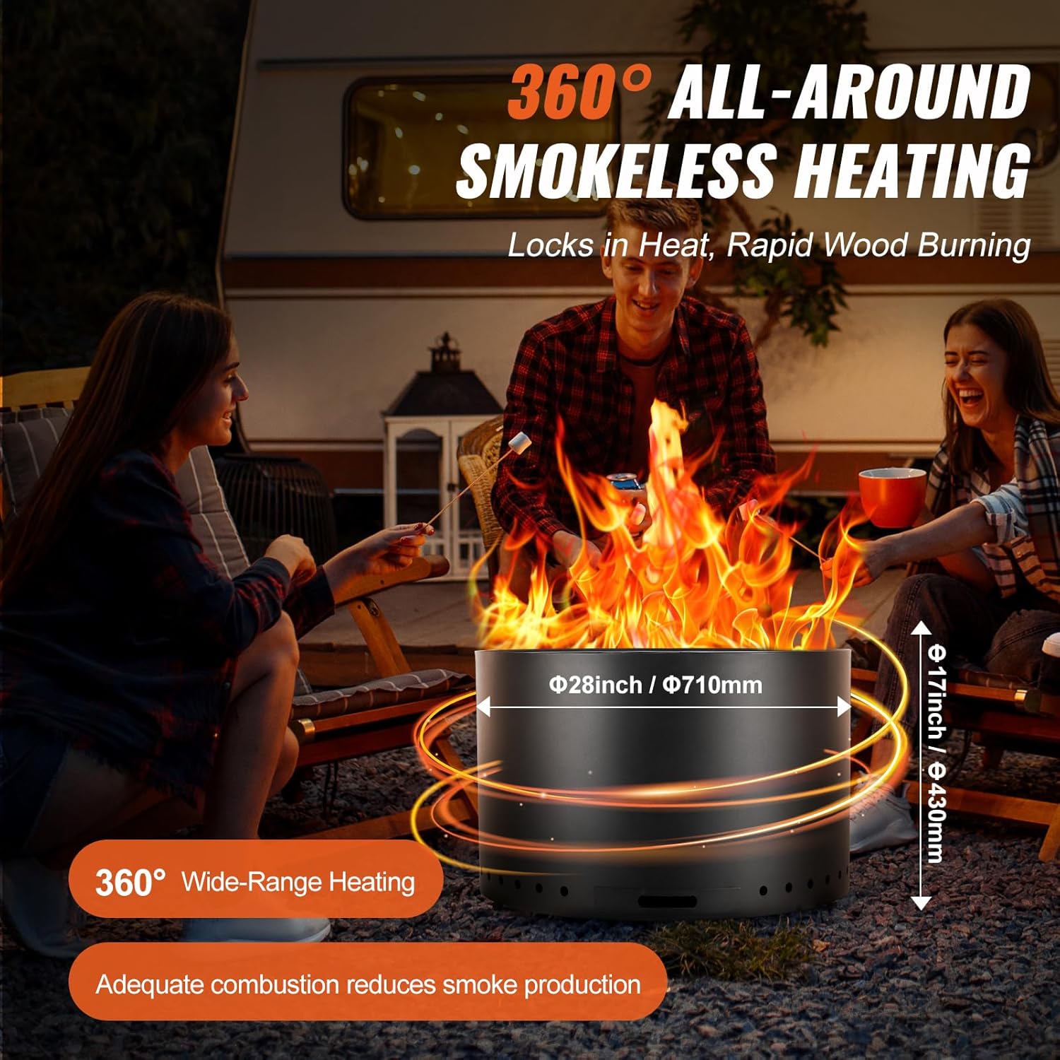 Happybuy Smokeless Fire Pit, 18
