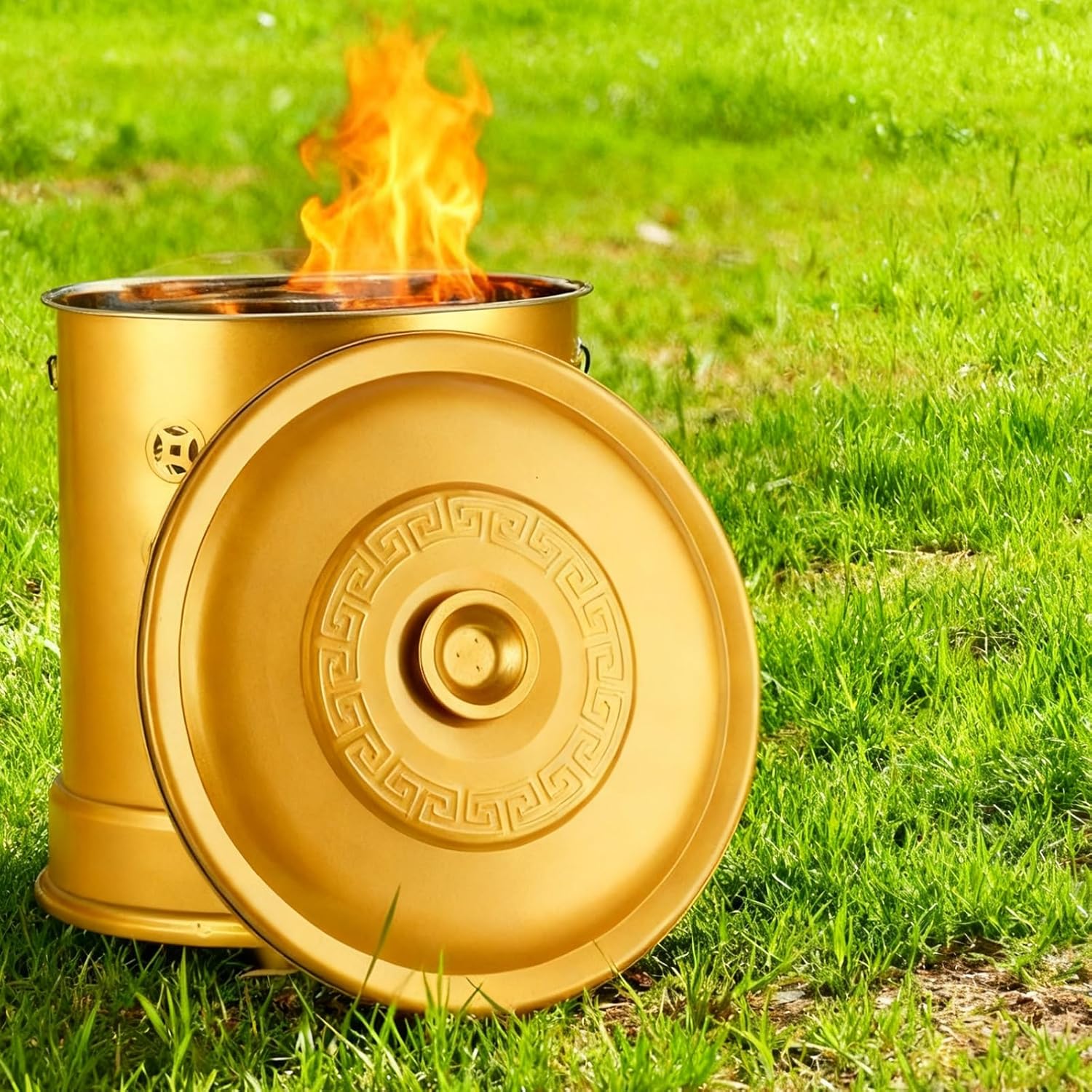 Burn Barrel for Outside, Metal Garden Incinerator, Portable Fire Pit, for Outside Burning Trash, Balcony, Wood, Bonfire Camping, Deck(Red,48cm/19in)