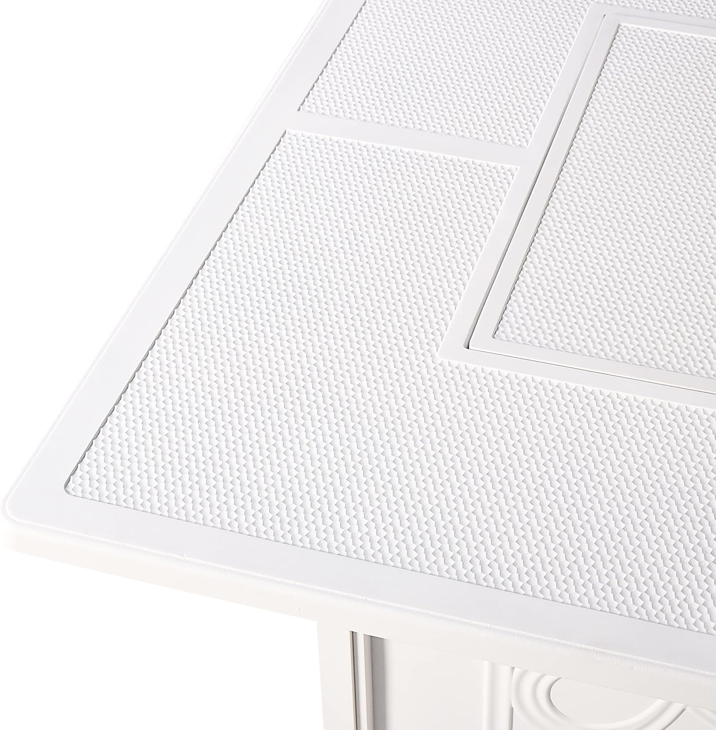 Square 42 in. x 42 in. Aluminum Propane Fire Pit Table with Glass Beads, Two Covers, Lid, 57,000 BTUs in White Finish