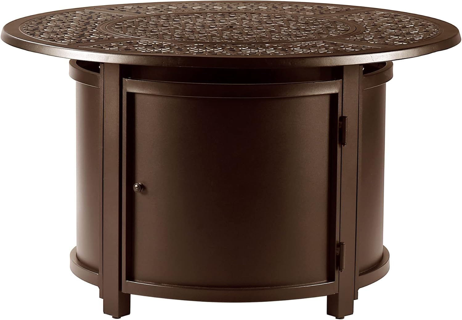 Oakland Living 44 in. x 44 in. Aluminum Propane Fire Pit Table with Glass Beads, Two Covers, Lid, 57,000 BTUs in Brown Finish