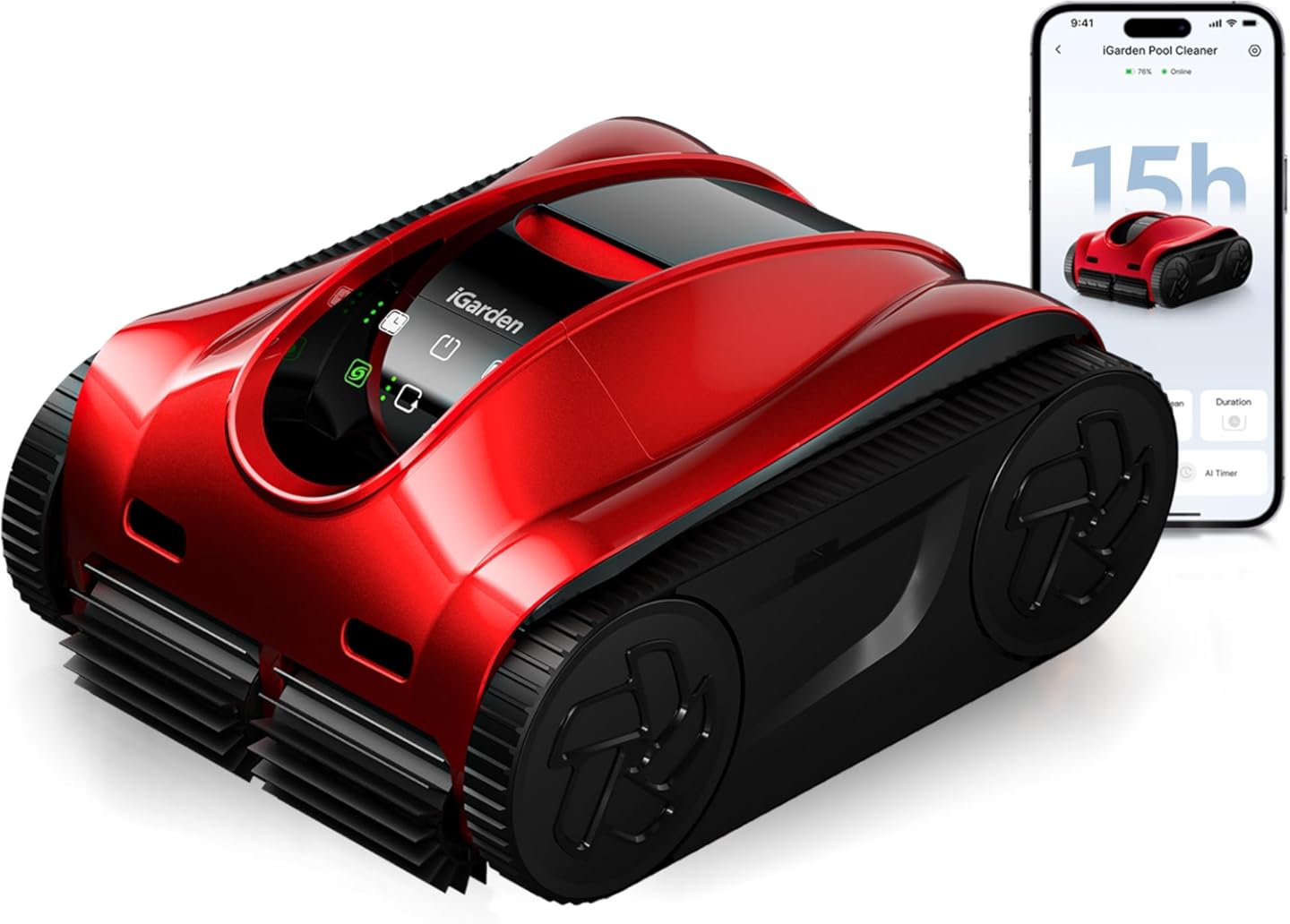 (2025 Upgrade) iGarden Pool Cleaner K Pro, 15H Runtime, Cordless Robotic Pool Vacuum for Inground Pools, Touchscreen, Smart Navigation, 200% Turbo Suction, Ultra-Fine Filtration, Auto-Parking