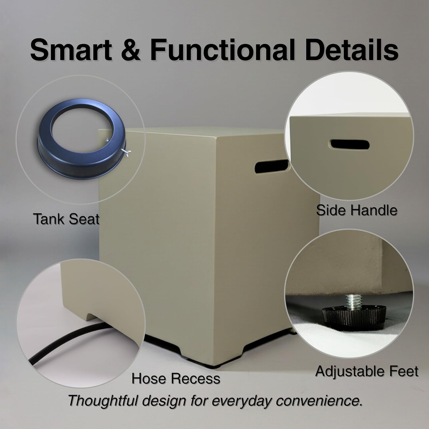 Propane Tank Cover 16 Inch, Tank Storage Hideaway Table for 20 lb Propane Tanks, Outdoor Side Table for Gas Fire Pit and Gas Griddle (Grey)