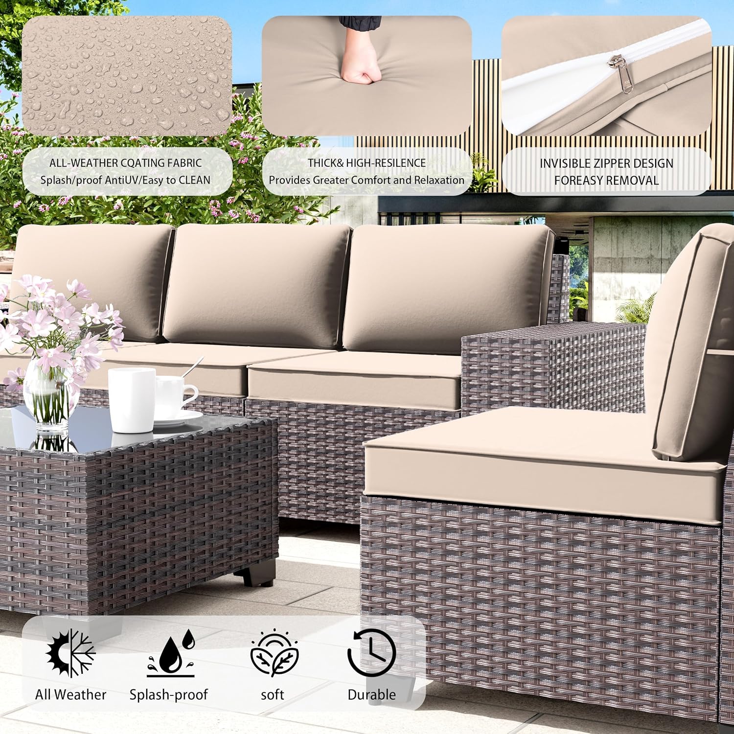 13 PCS Outdoor Patio Furniture Set,Outdoor Sectional Furniture with 43