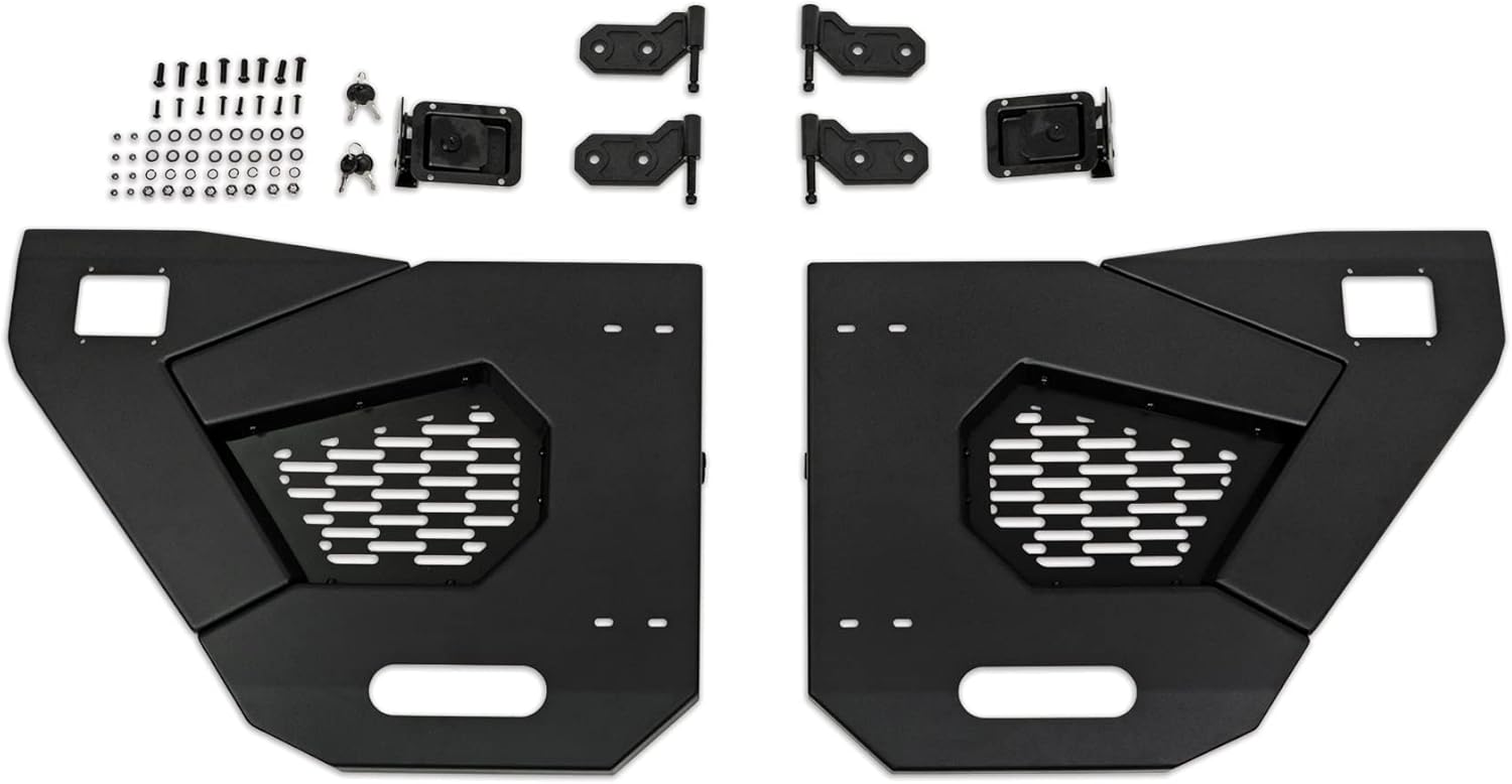 DV8 Offroad Half Doors for 2018-2025 Jeep Wrangler JL & Gladiator JT | Compatible with Molle Accessories | Secure Locking Handles | (Rear Set)