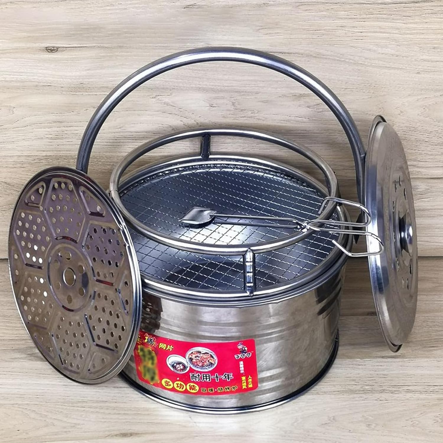 Portable Fire Pit for Patio,Bonfire and Camping - Patio Heater-Stainless Steel - 31 x 18cm