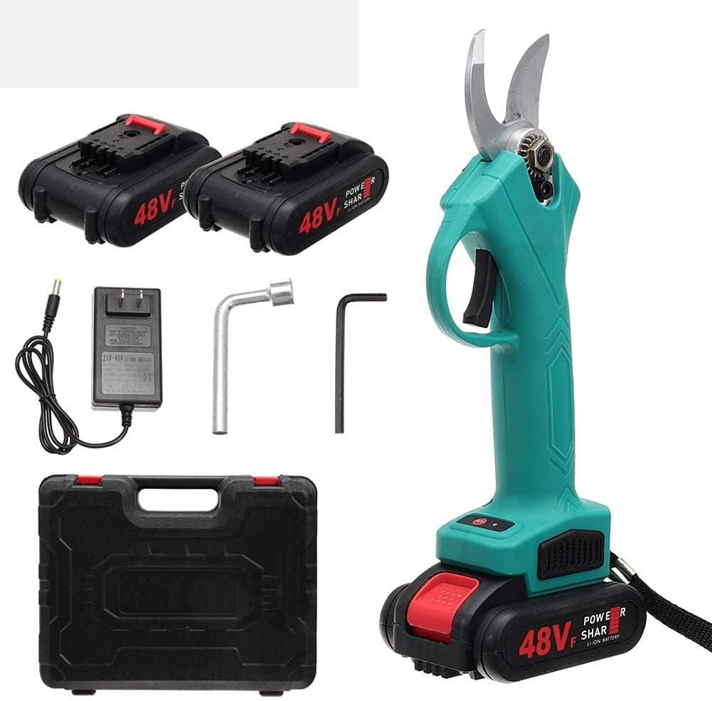 48V Cordless Pruner Electric Pruning Shear, Electric Secateurs Efficient Tree Bonsai Pruning Branches Cutter with 9700Mah Lithium-Ion Battery,1 Charger (2 charger)