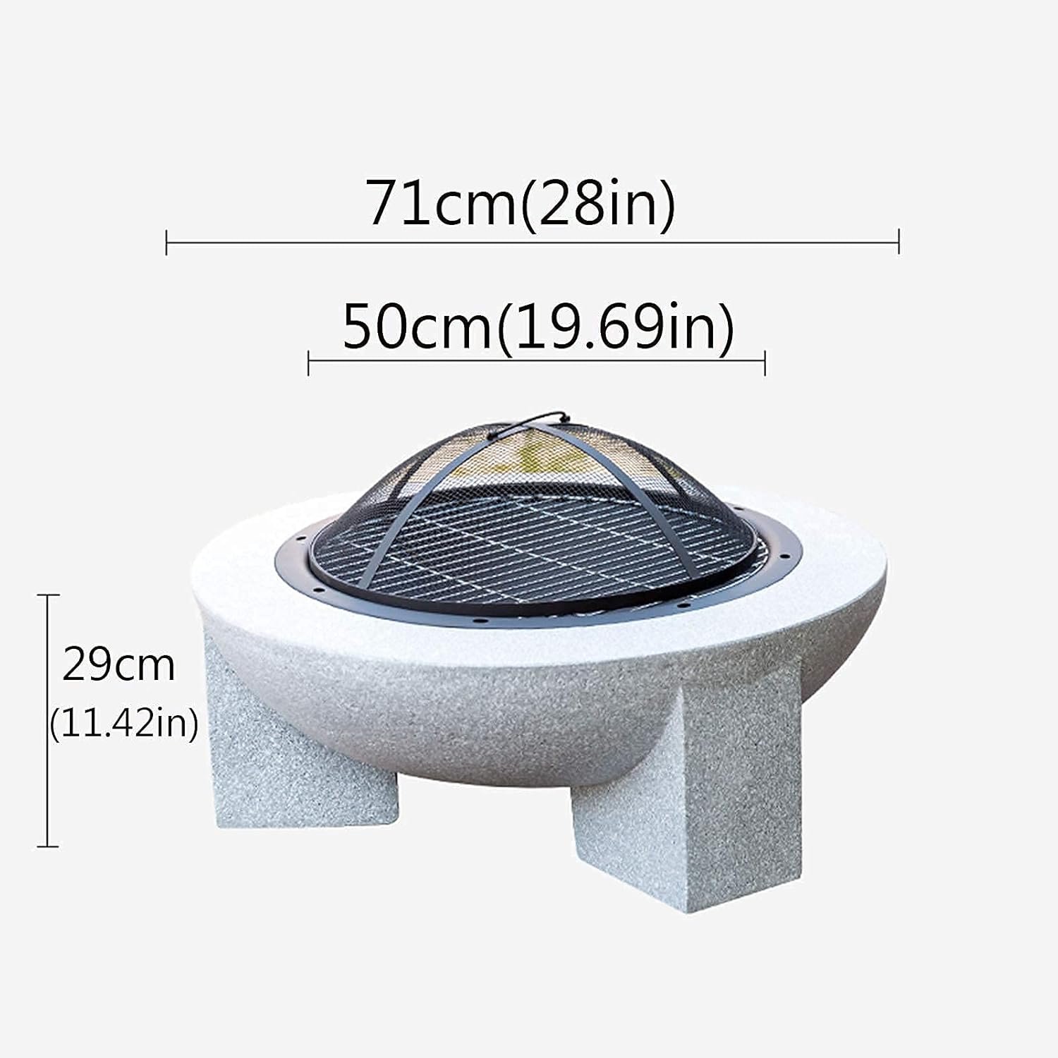 Small Firepit, Large Fire Pit Outdoor Garden Patio, Fire Pit with BBQ Grill Shelf Barbecue Brazier Heater Grill Camping Bowl BBQ with Poker Grate Grill