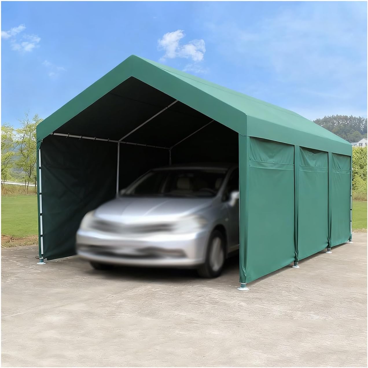 Outdoor Metal Carport Canopy with Reinforced Frame Large Carports Tent for Tractor Truck RV SUV(16.4x19.6x6.5 ft)