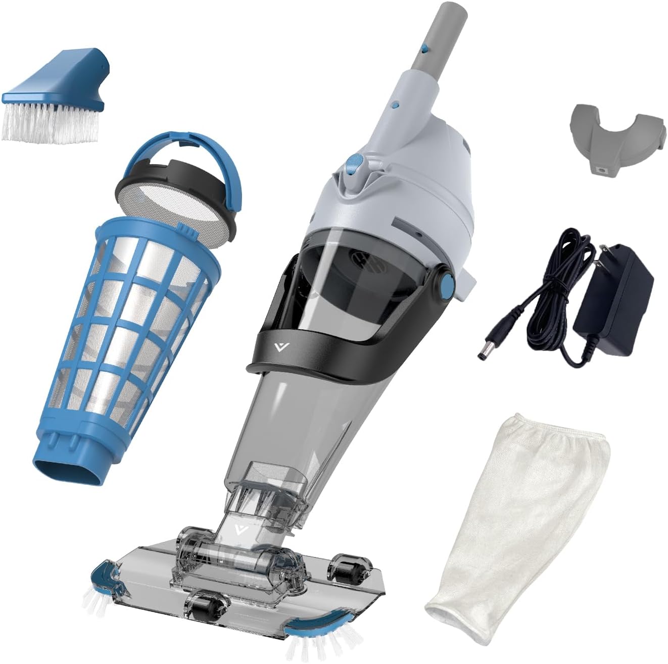 KOKIDO 2026 Rechargeable Pool Vacuum, Oversized Stainless Steel Filter, 15GPM Flow Rate, Run 90mins, Fine and Standard Filters, 2 Vac Heads, Fast Cleaning, Inground & Above Ground Pools, XTROVAC 510