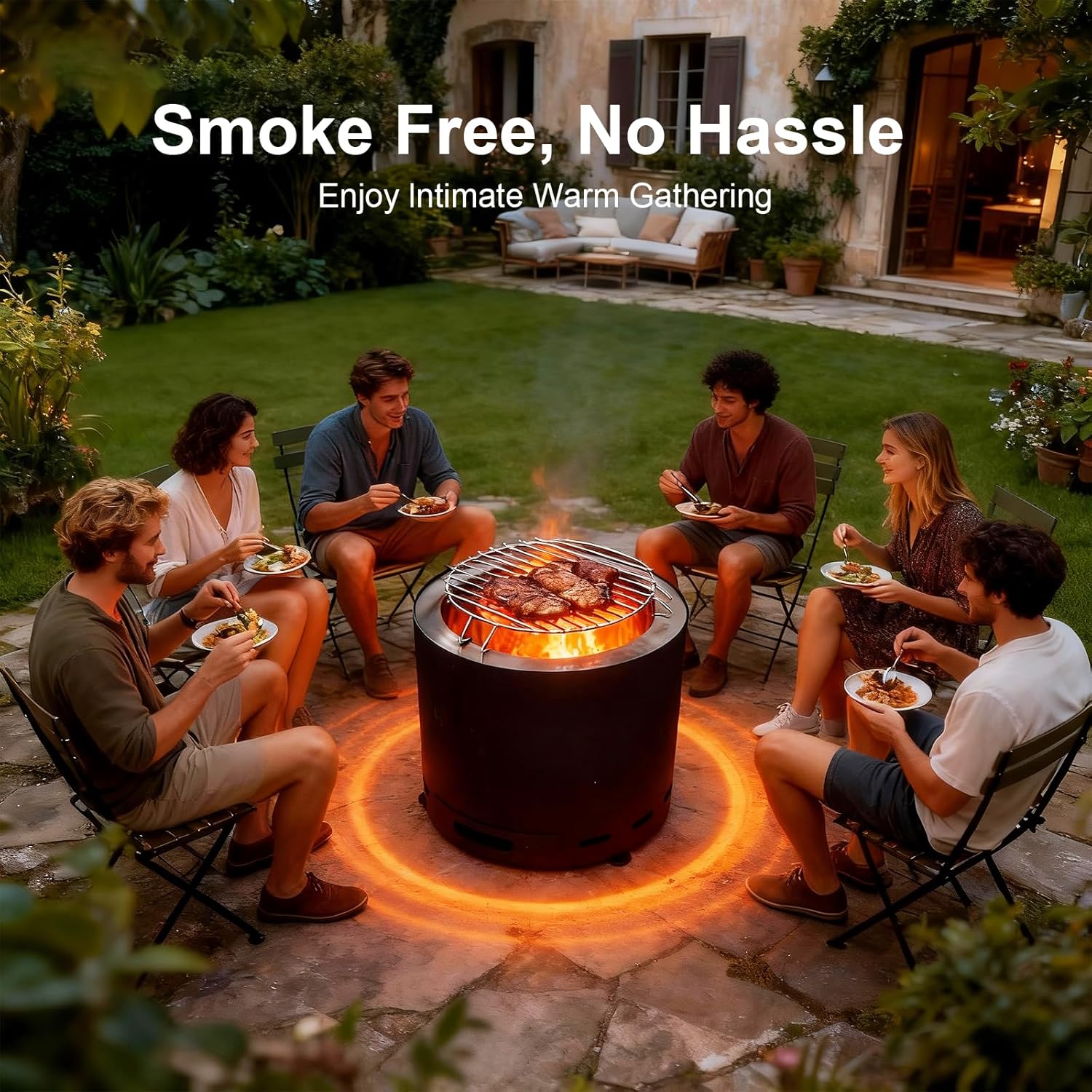 Smokeless Fire Pit for Outside, 15 Inch Portable Wood Burning Fire Pit with Carry Bag, Suitable for for Garden Backyard Deck Camping Beach