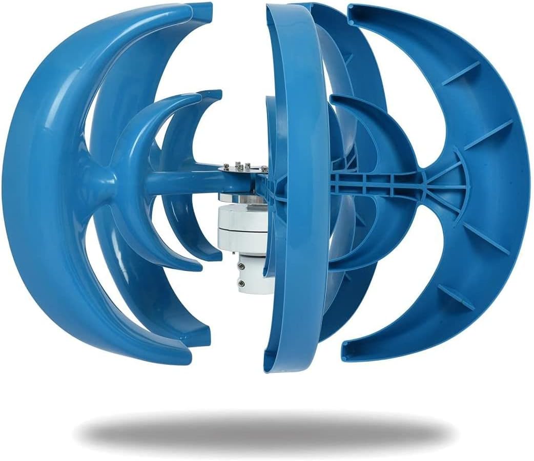 Wind Turbine Generator Kit, 8000W 5 Blade Wind Turbine Lantern Vertical Wind Generator Kit Electricity Producer Equipment (Blue)