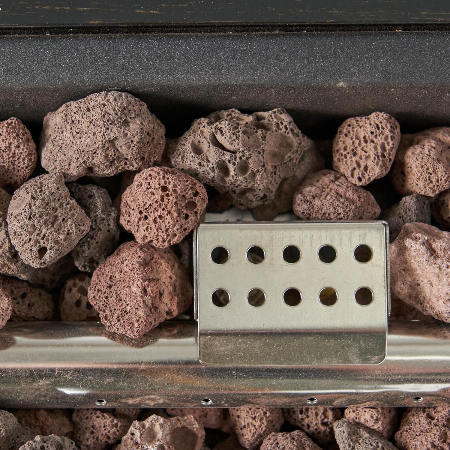 Penau 40 Inch Outdoor Rectangular Iron Propane Fire Pit - 50,000 BTU Heating Power - Dark Grey Finish (Tank Cover Not Included) - Simple Setup, No Assembly Required