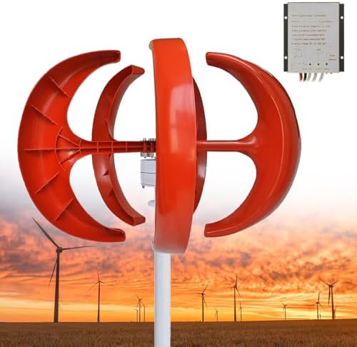 13000W Portable Wind Turbine Generator Kit - 12V/24V/48V/72V/110V/220V, 5 Blades & Controller, Efficient Renewable Energy for Home & Off-Grid Use, Red