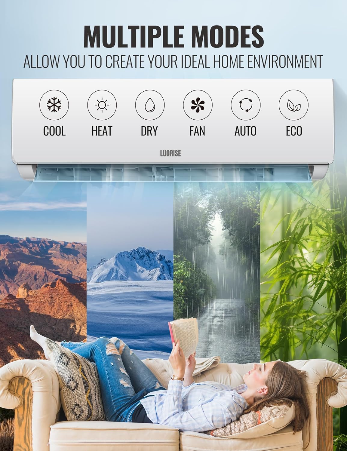 17000 BTU WiFi Mini Split AC/Heating System, Ductless Air Conditioner, 17 SEER2 230V Inverter Wall AC Unit, Cools Up to 1000 Sq.Ft, Pre-Charged Heat Pump & 16.4ft Installation Kit