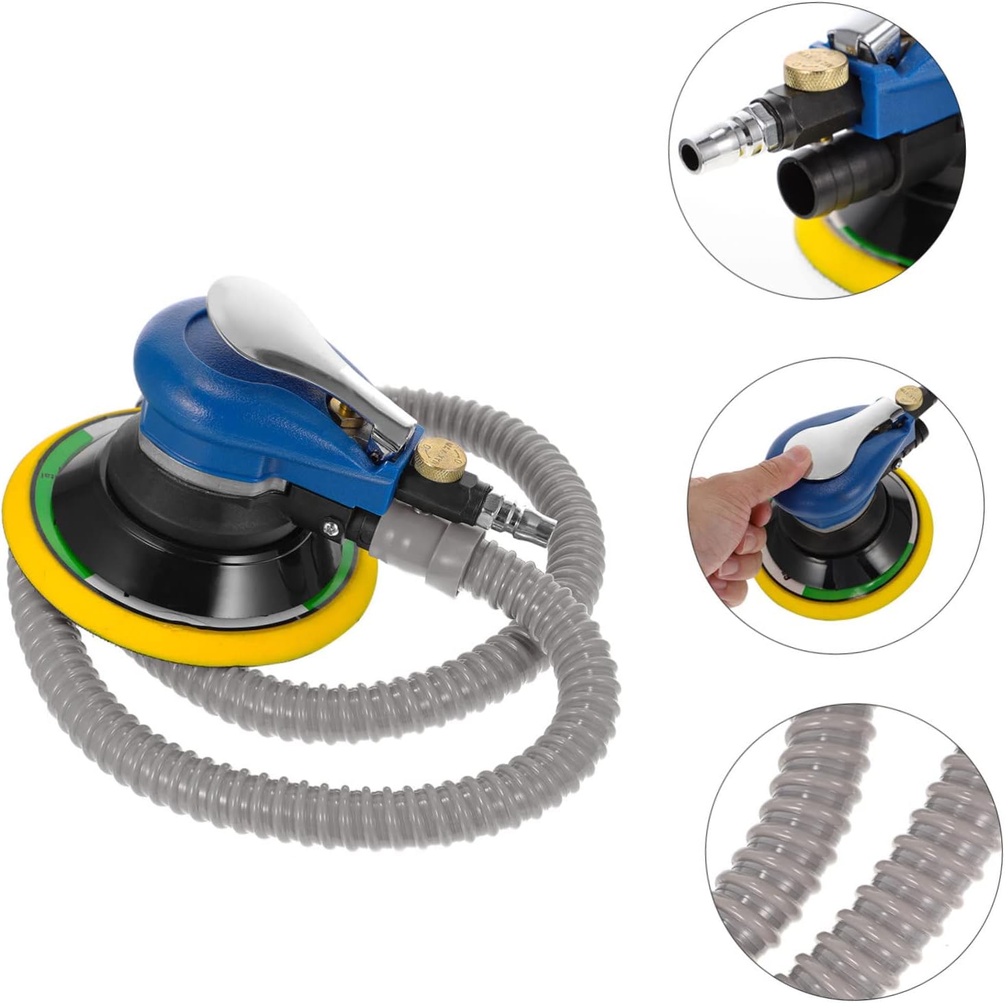 Homoyoyo 2 Sets Pneumatic Grinding Machine Compact Waxing Tool for Polishing Sanding and Grinding Handheld Air Polisher with Dust Collection for DIY and Automotive Use