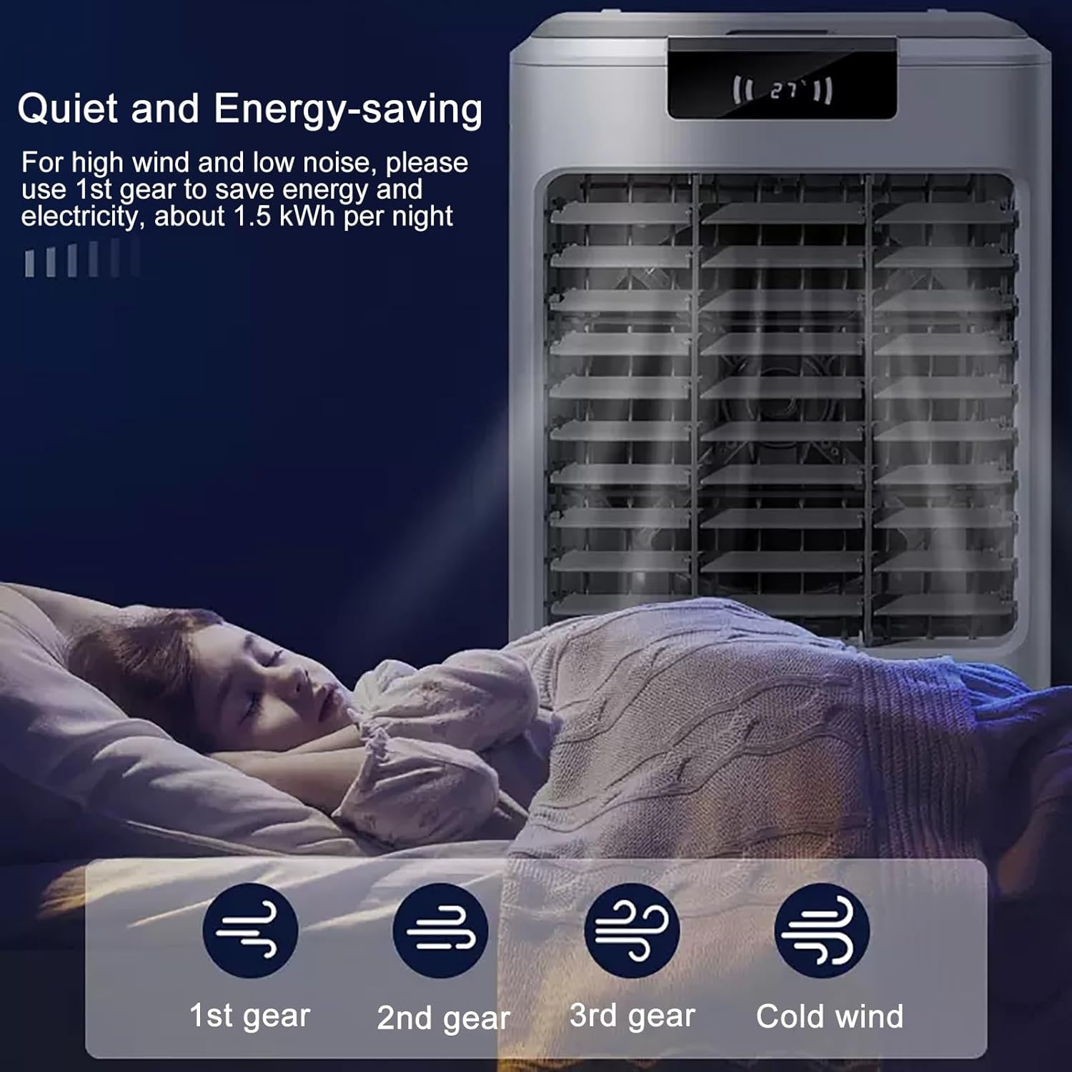 3 in 1 Portable Air Conditioner, Swamp Cooler, Evaporative Air Cooler Outdoor Cooling Fan, 120° Oscillating, 3 Speed for Patio Garage Industry Commercial Use(44.5x34x85cm/18x13x33inch)