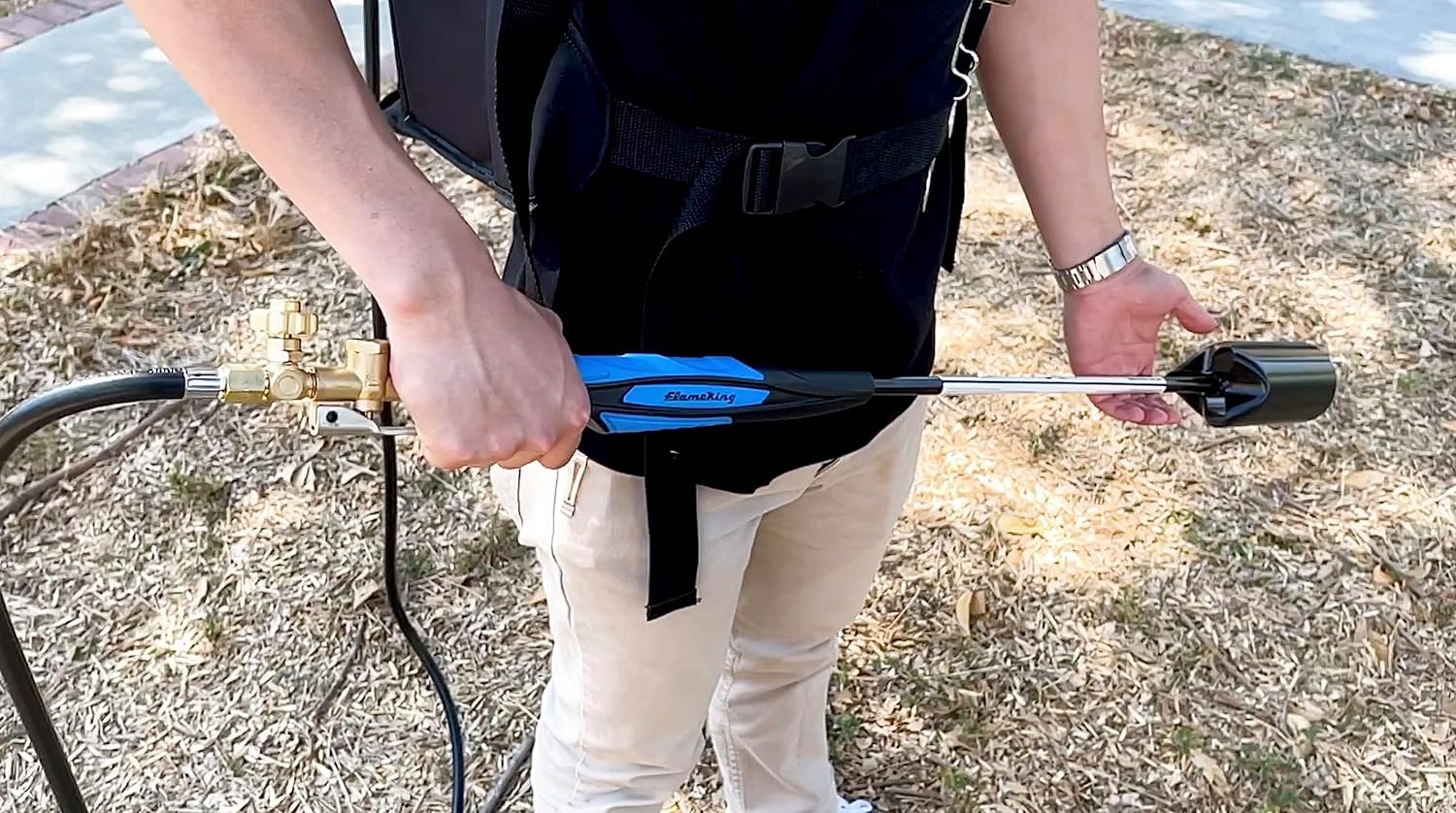 Flame King Propane Torch Kit Heavy Duty Weed Burner, 500,000 BTU with Flint Striker, with 10-ft Hose Regulator Assembly