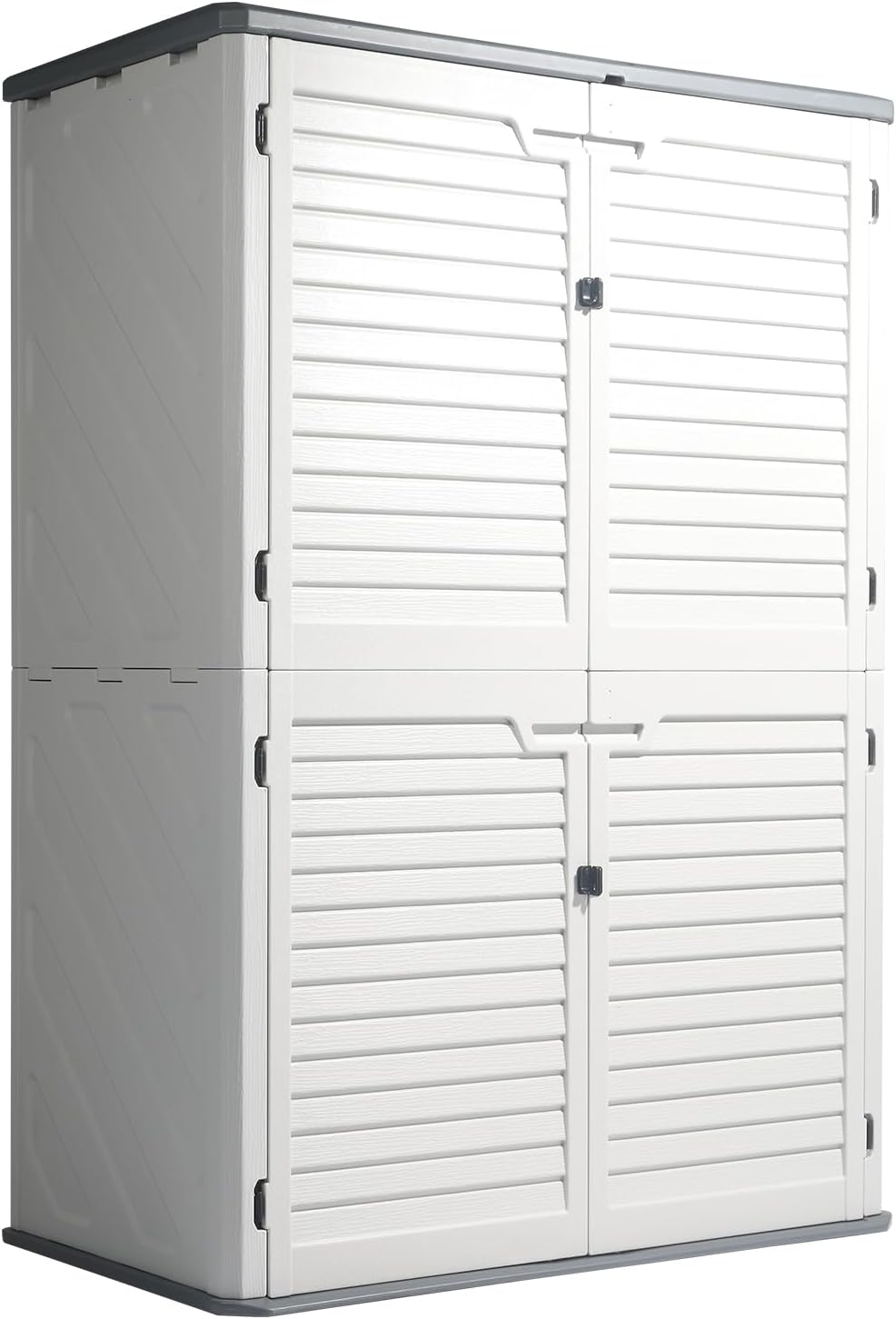 VINGLI Outdoor Storage Shed, Resin Storage Cabinet with Lockable Design, Weatherproof Tool Shed with HDPE Material, Resin Deck Box for Garden Tools, Pool Equipment, Garbage Cans, White (59 Cu.ft)