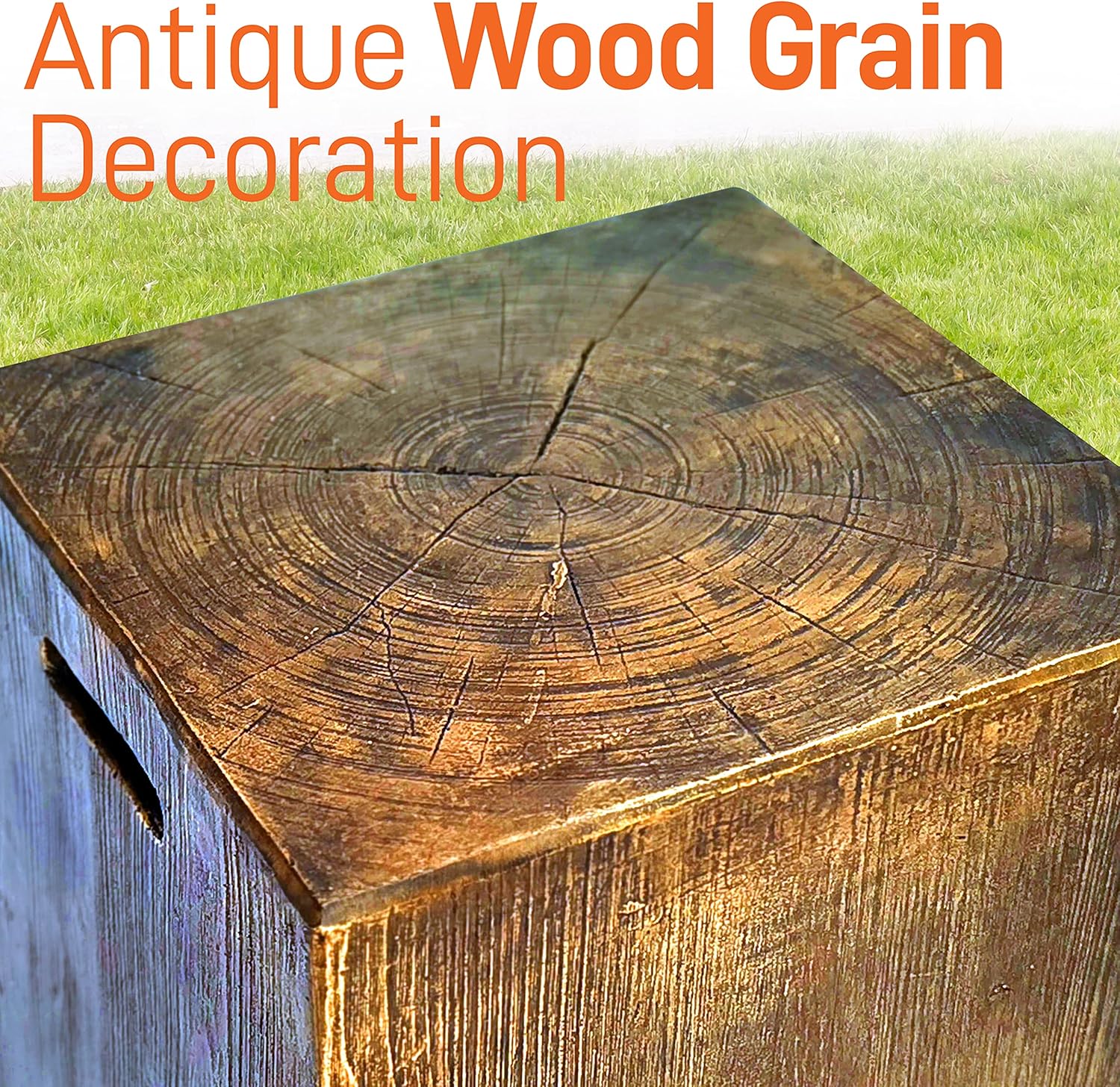 Outdoor Propane Gas Tank Holder - Wood-Grain Propane Tank Holder - Holds 20 Lbs. Clean Burning Propane Gas Tank - Works with SLCNX76 and SLFPLG9 Outdoor Propane Fire Pit Table - SereneLife SLGASCV