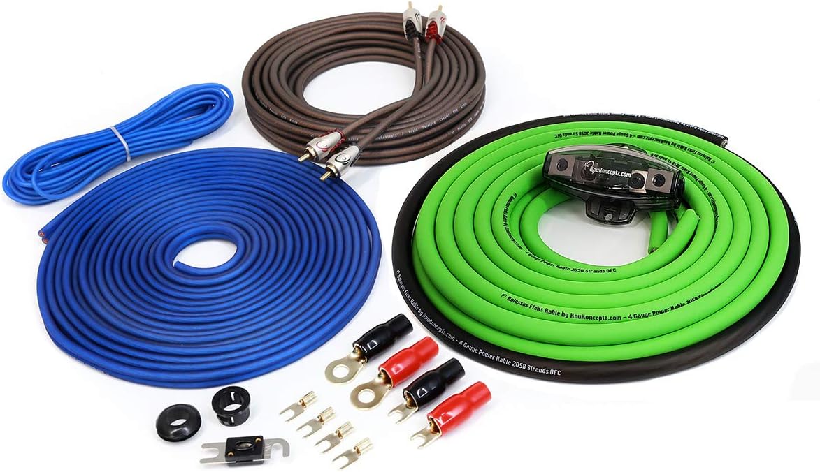 KnuKonceptz Kolossus 4 Gauge OFC Amplifier Installation Kit - Green